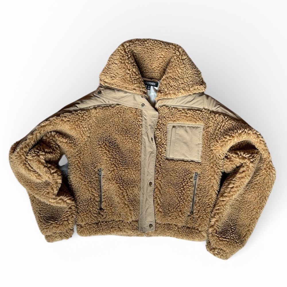 INTERMIX cropped faux shearling jacket SMALL